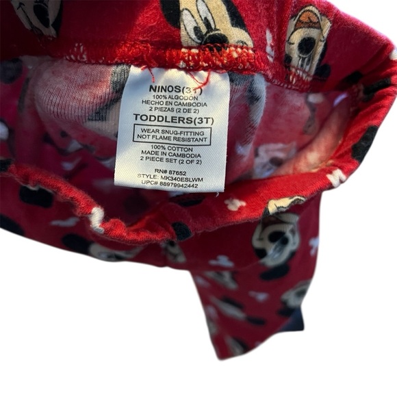 Disney Mickey Mouse Red and Black Kids Pajama Bottoms-Size 3T - Picture 5 of 5